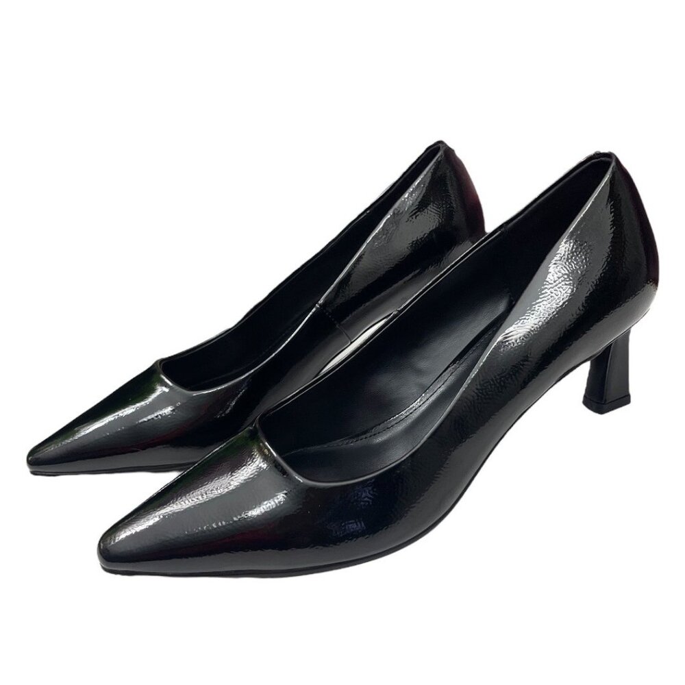 Steve Madden Womens Pointed Toe Kitten Heel Pumps in Black Patent  8.5